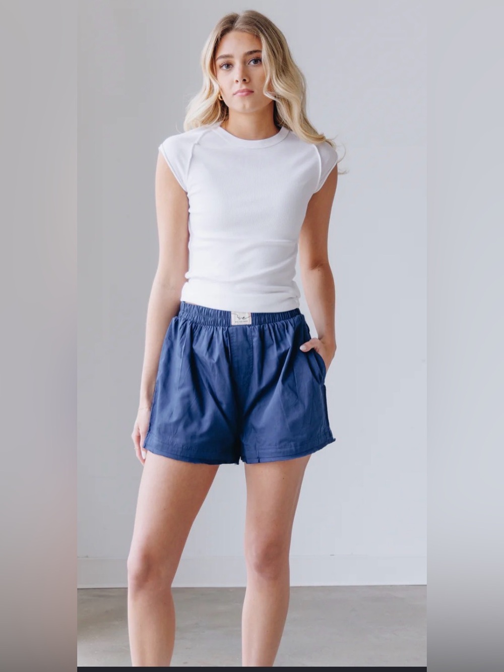 NWT Free People Intimately Day To Day Boxer Short in Color: Poseidon (Navy)